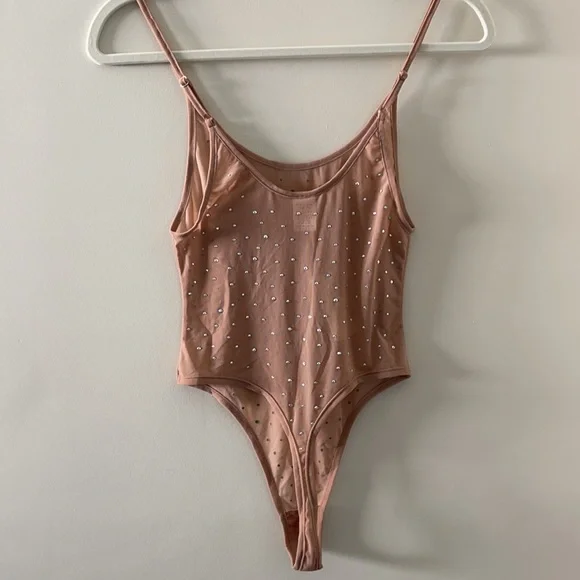 Forever 21 Rhinestone Sheer Mesh Bodysuit - NWT, M - Picture 6 of 7